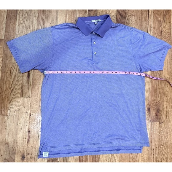 Peter Millar Polo Men's Large Purple Golf Striped Comfort Casual Short Tech Polo - Picture 10 of 13